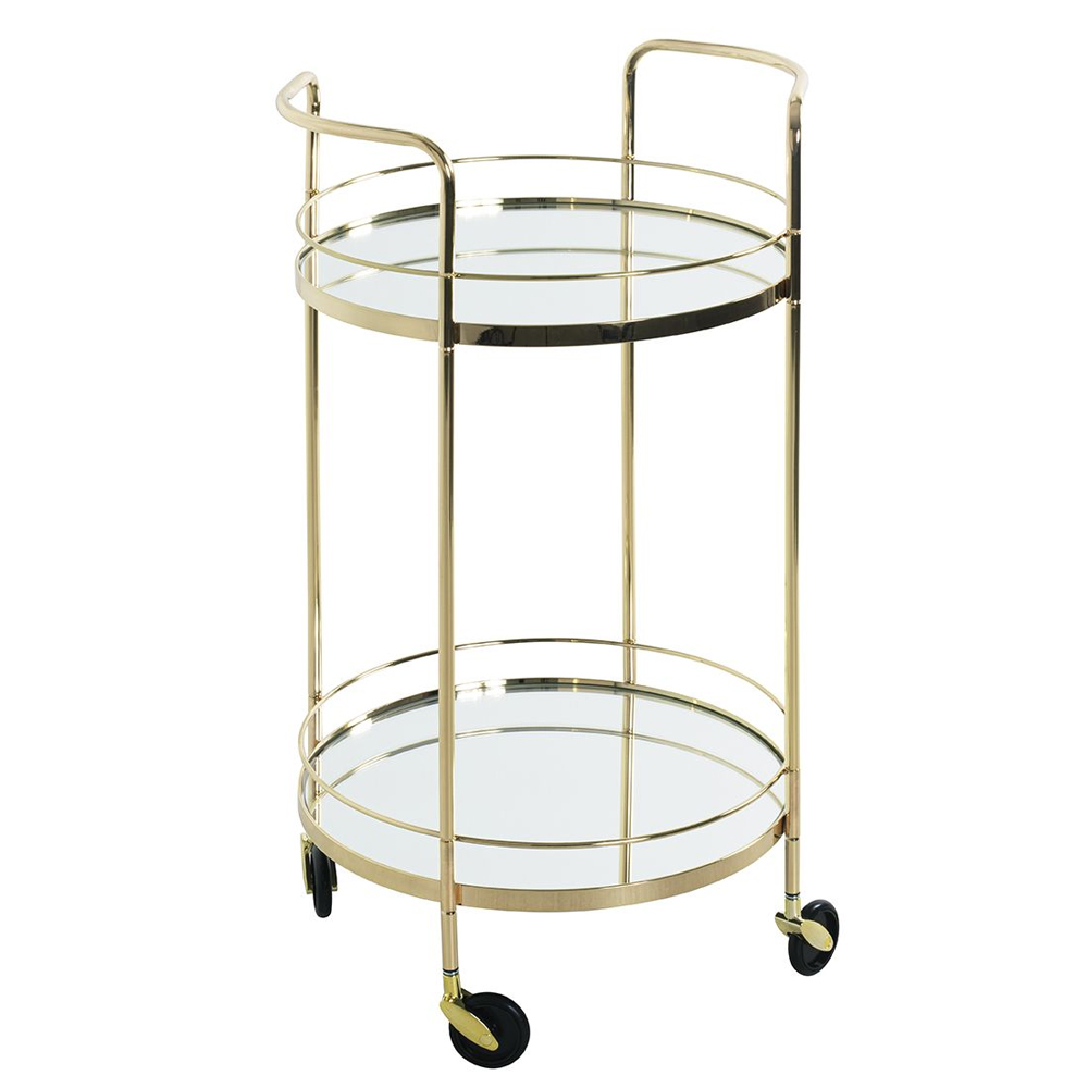 Pulaski Mirrored Drinks Serving Trolley With Brass Frame