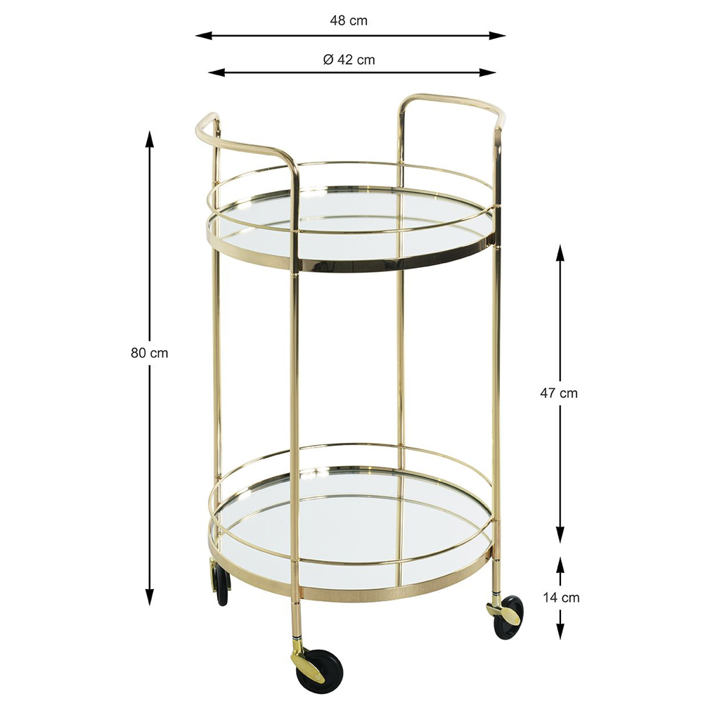 Pulaski Mirrored Drinks Serving Trolley With Brass Frame