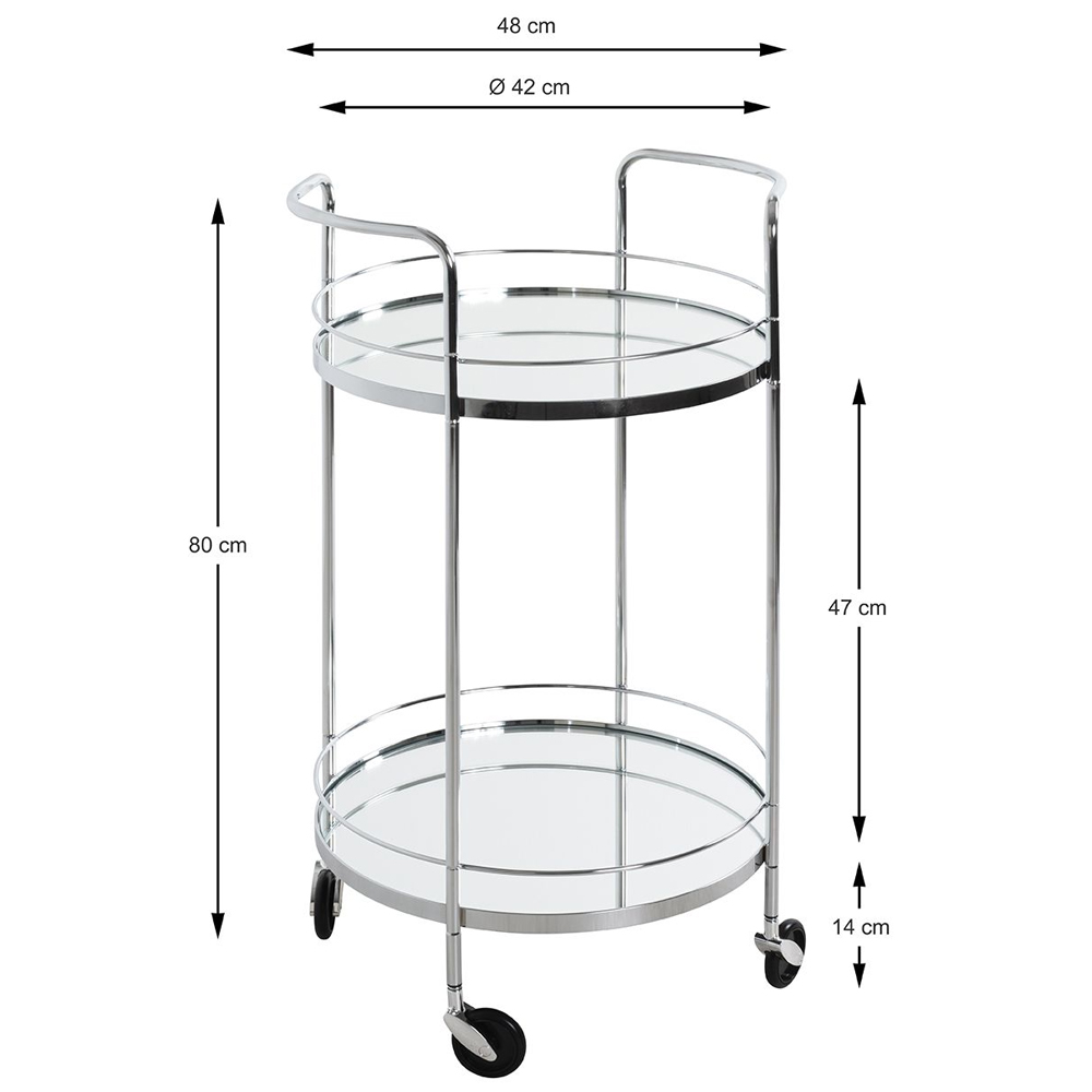 Pulaski Mirrored Drinks Serving Trolley With Chrome Frame
