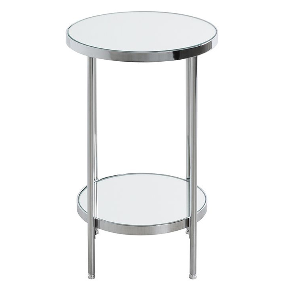 Pulaski Small Mirrored Round End Table With Chrome Frame