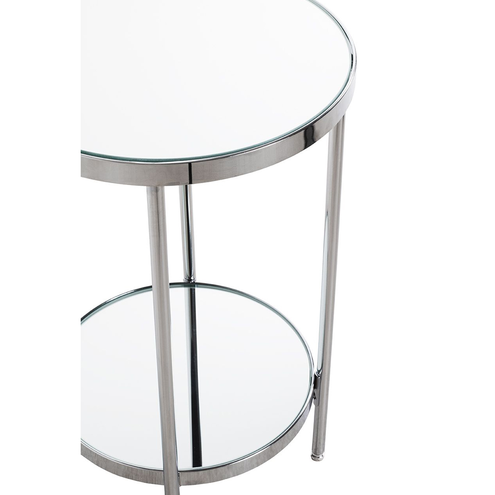 Pulaski Small Mirrored Round End Table With Chrome Frame