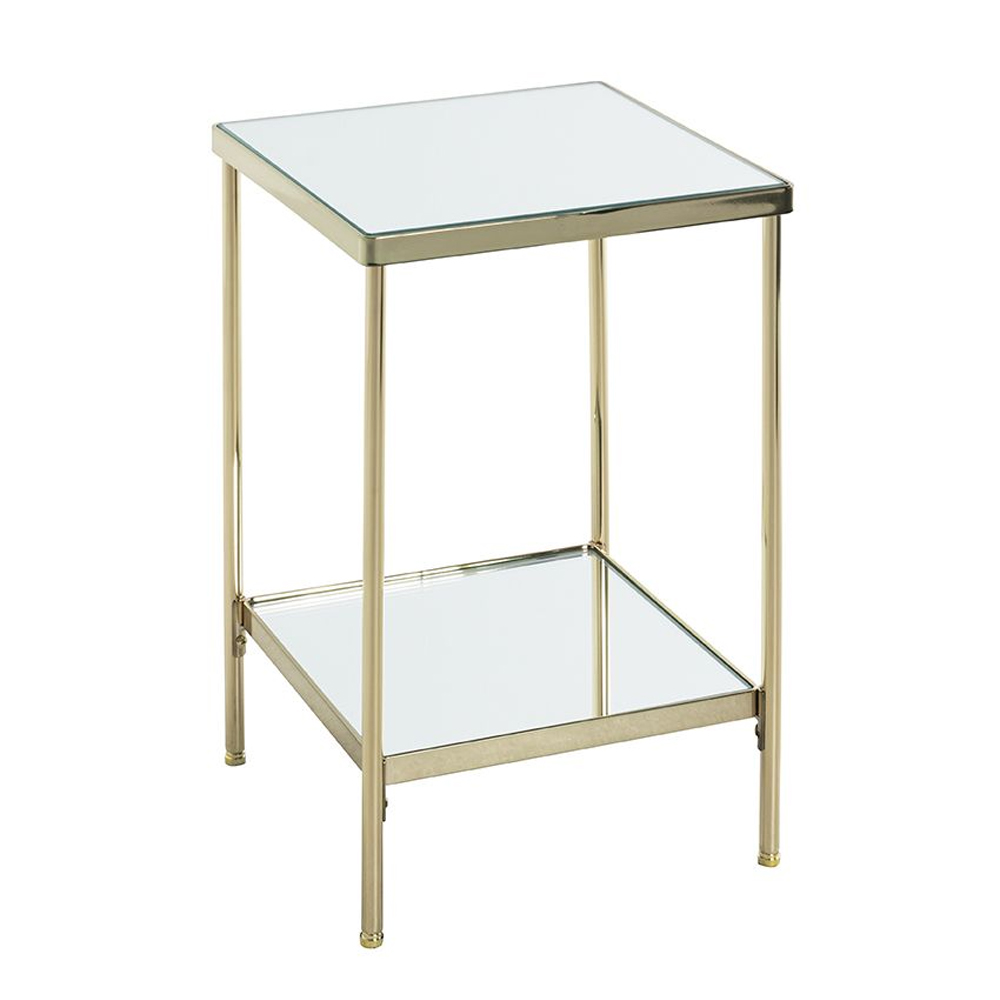 Pulaski Small Mirrored Square End Table With Brass Frame