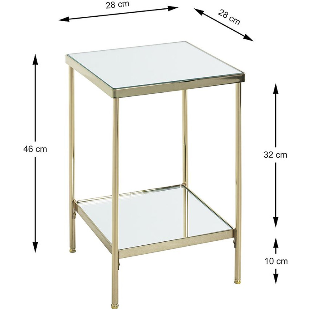 Pulaski Small Mirrored Square End Table With Brass Frame