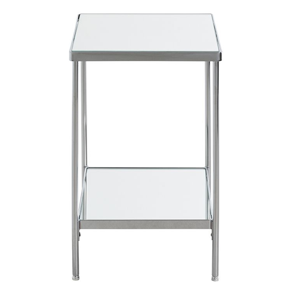 Pulaski Small Mirrored Square End Table With Chrome Frame