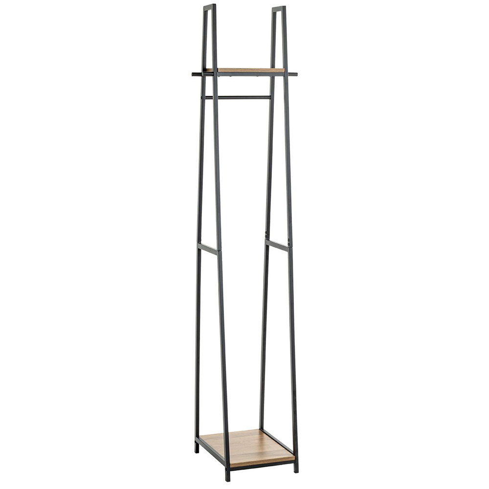 Pulaski Small Wooden Coat Stand With Metal Frame In Dark Oak