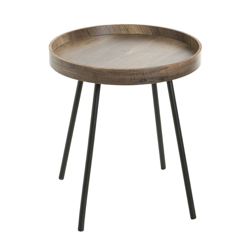 Pulaski Wooden End Table With Black Metal Legs In Dark Oak