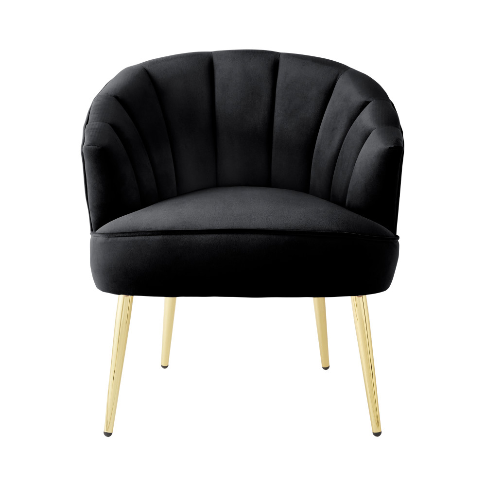 Pulford Velvet Accent Chair With Gold Legs In Black