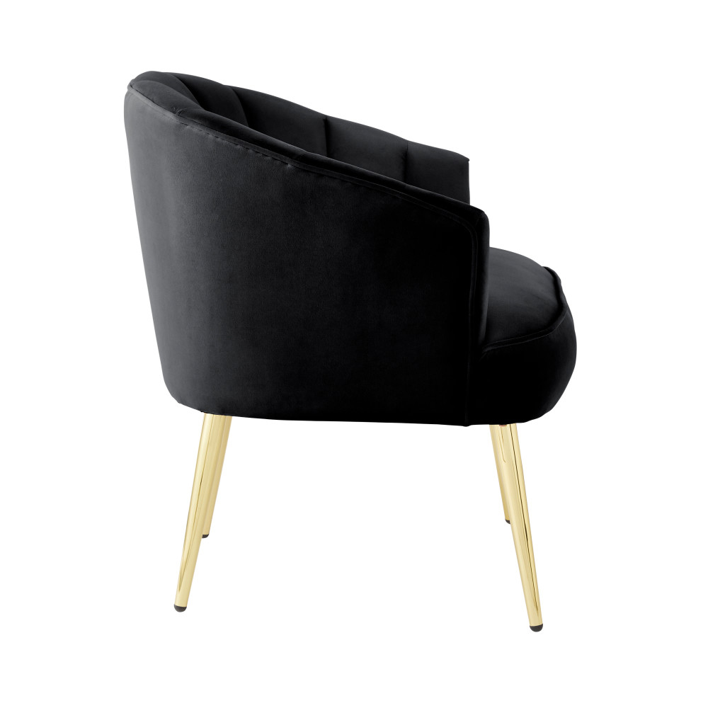 Pulford Velvet Accent Chair With Gold Legs In Black