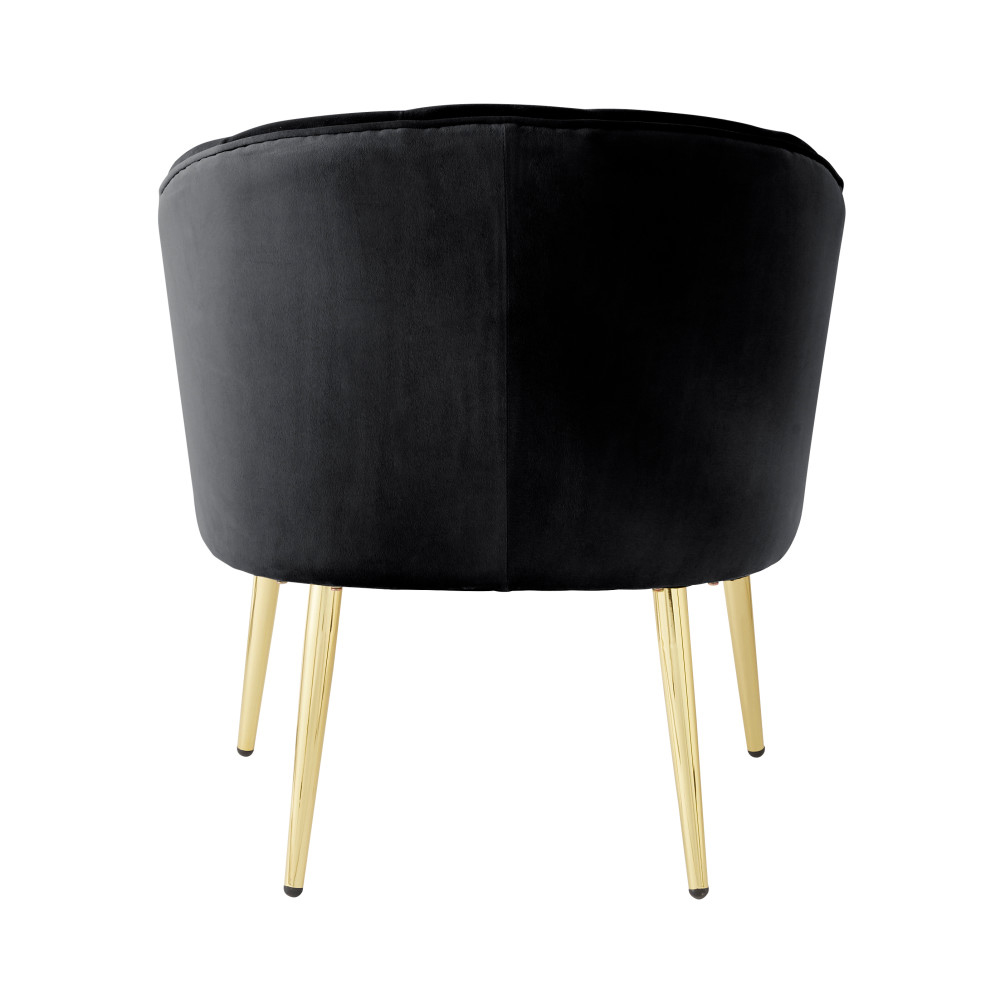 Pulford Velvet Accent Chair With Gold Legs In Black