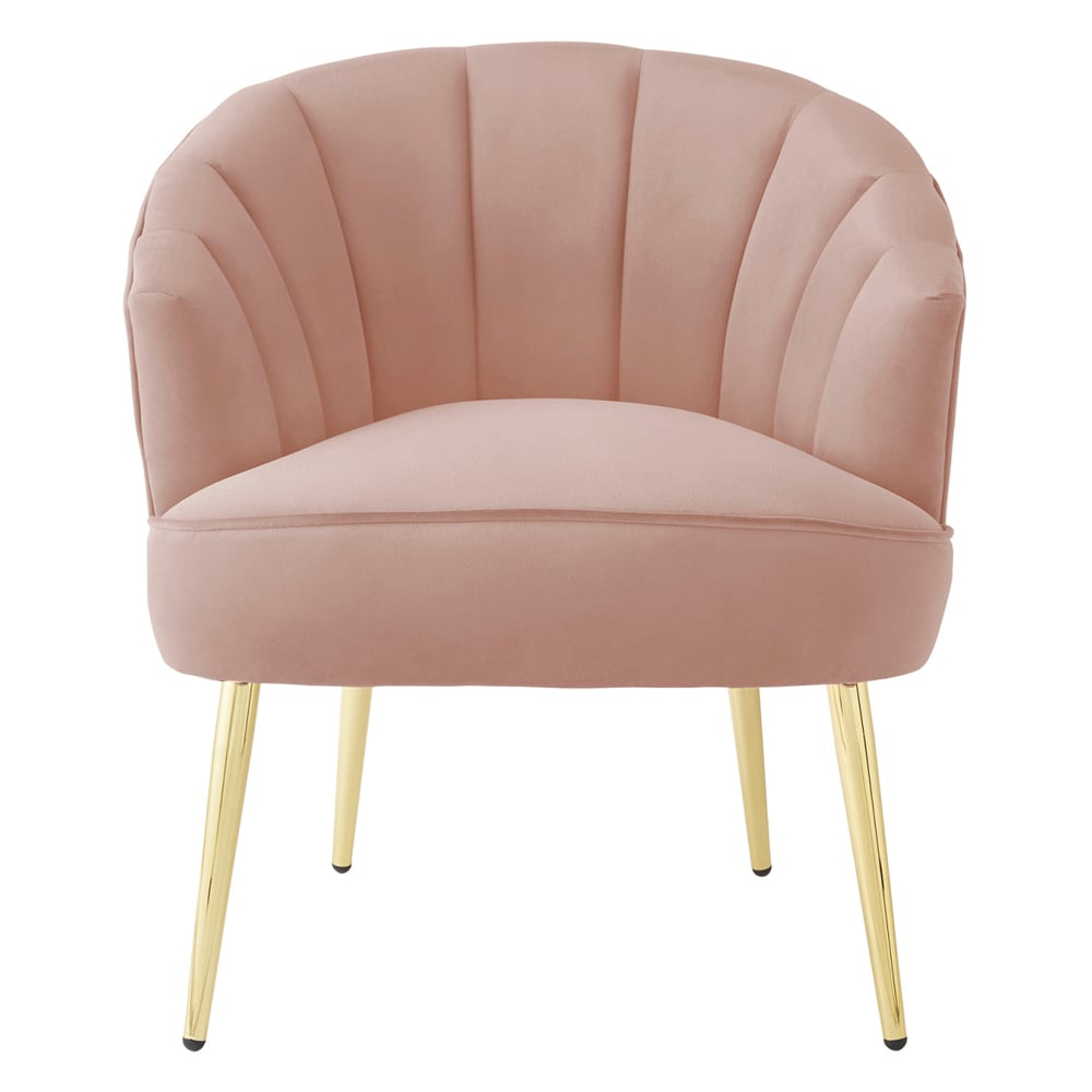 Pulford Velvet Accent Chair With Gold Legs In Blush Pink