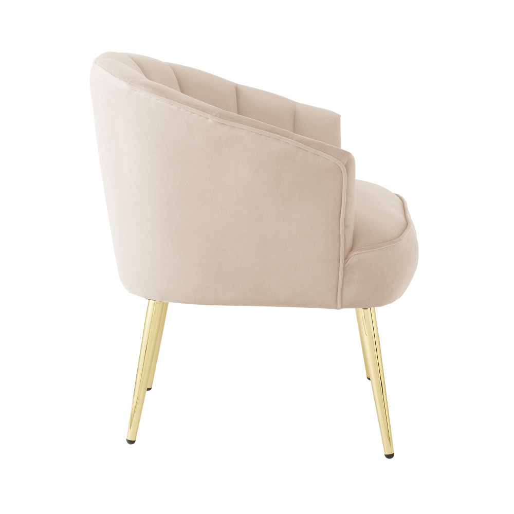 Pulford Velvet Accent Chair With Gold Legs In Natural