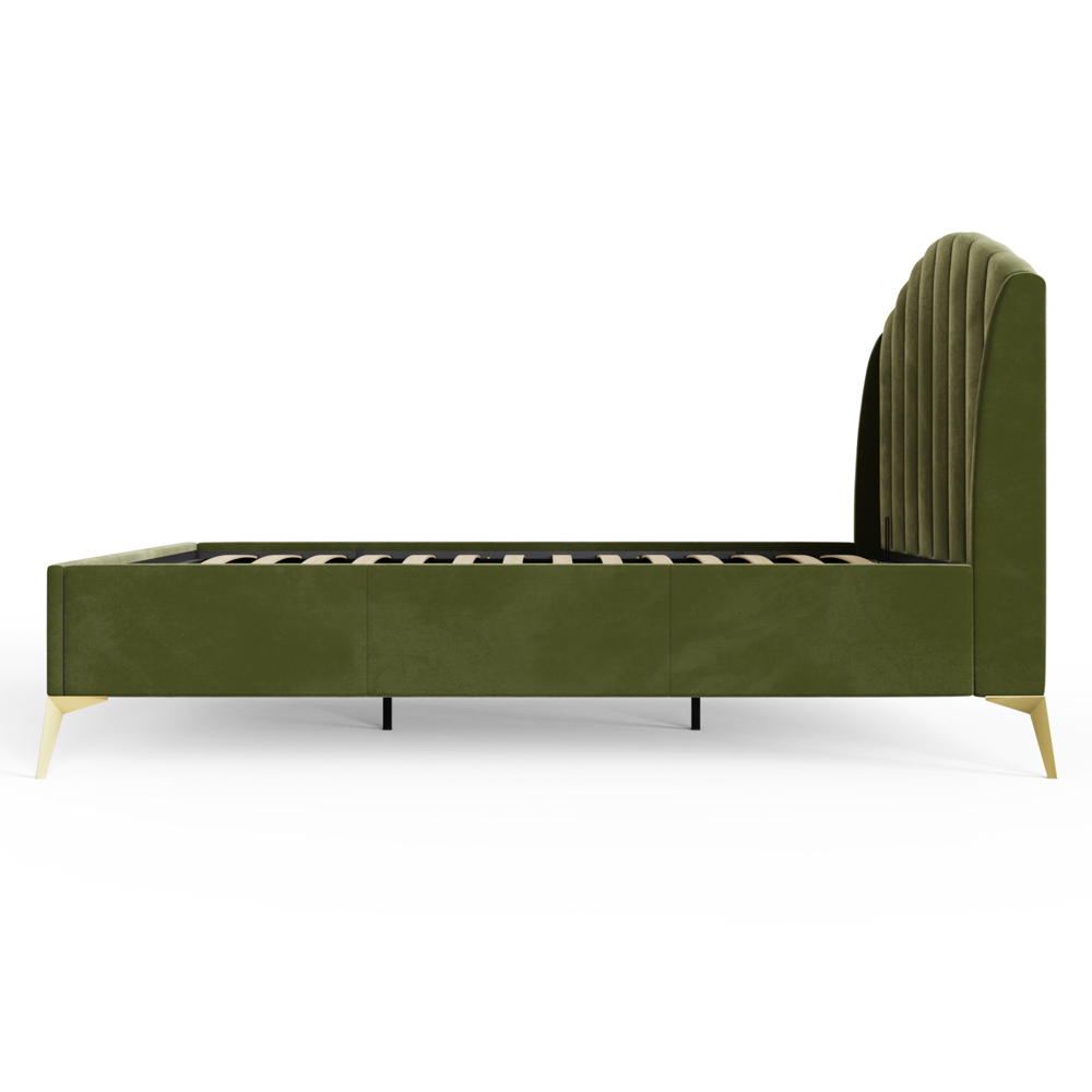 Pulford Velvet Ottoman Storage Double Bed In Green