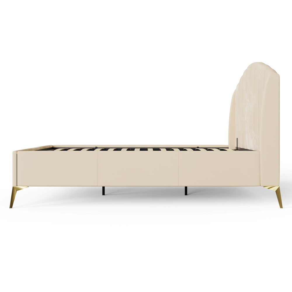 Pulford Velvet Ottoman Storage King Size Bed In Natural
