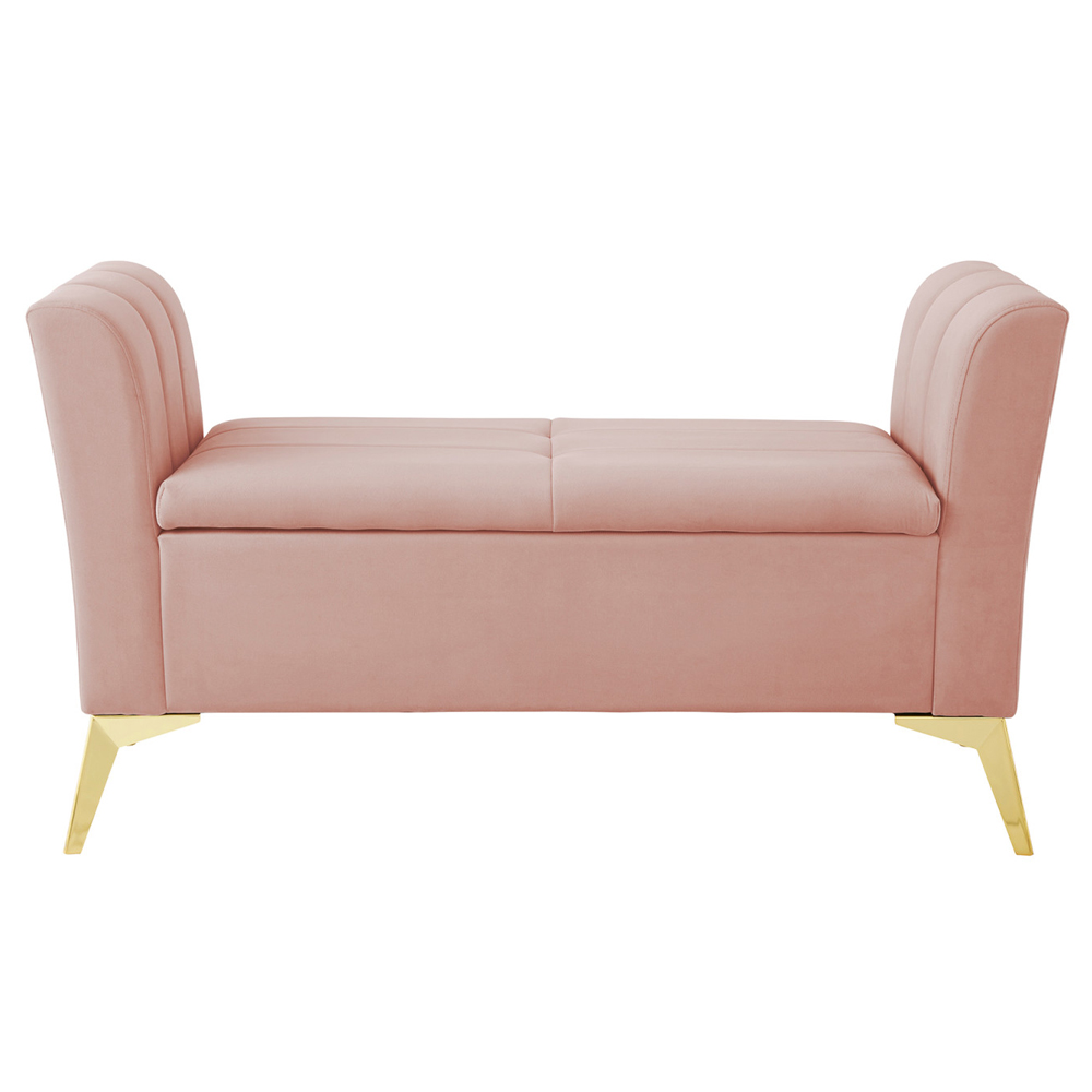Pulford Velvet Storage Ottoman In Blush Pink