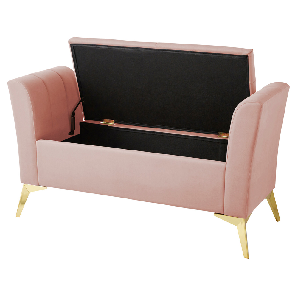 Pulford Velvet Storage Ottoman In Blush Pink
