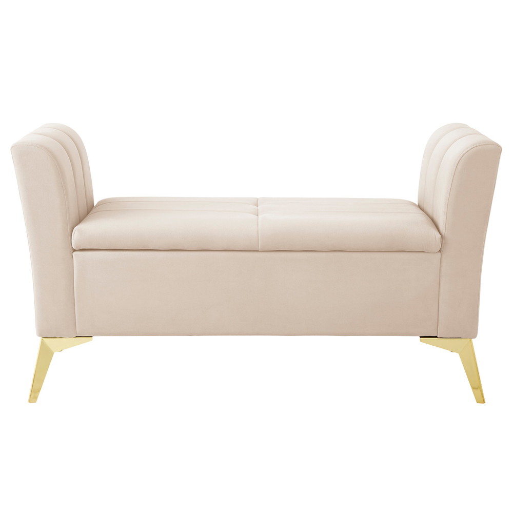 Pulford Velvet Storage Ottoman In Natural