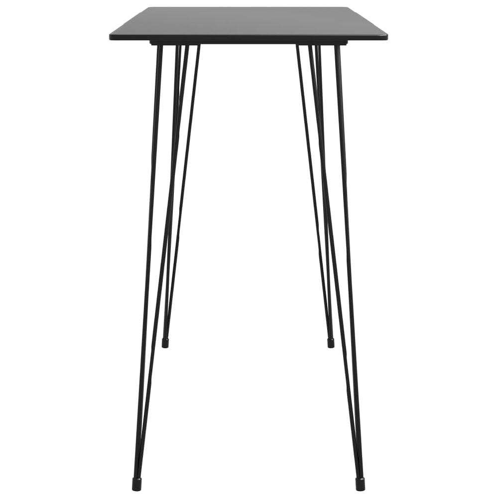 Pullman Black Wooden Bar Table With 4 Metal Stools In Grey Oak