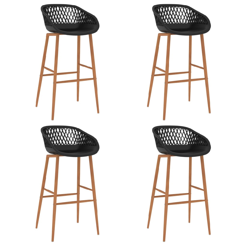 Pullman Black Wooden Bar Table With 4 Metal Stools In Oak