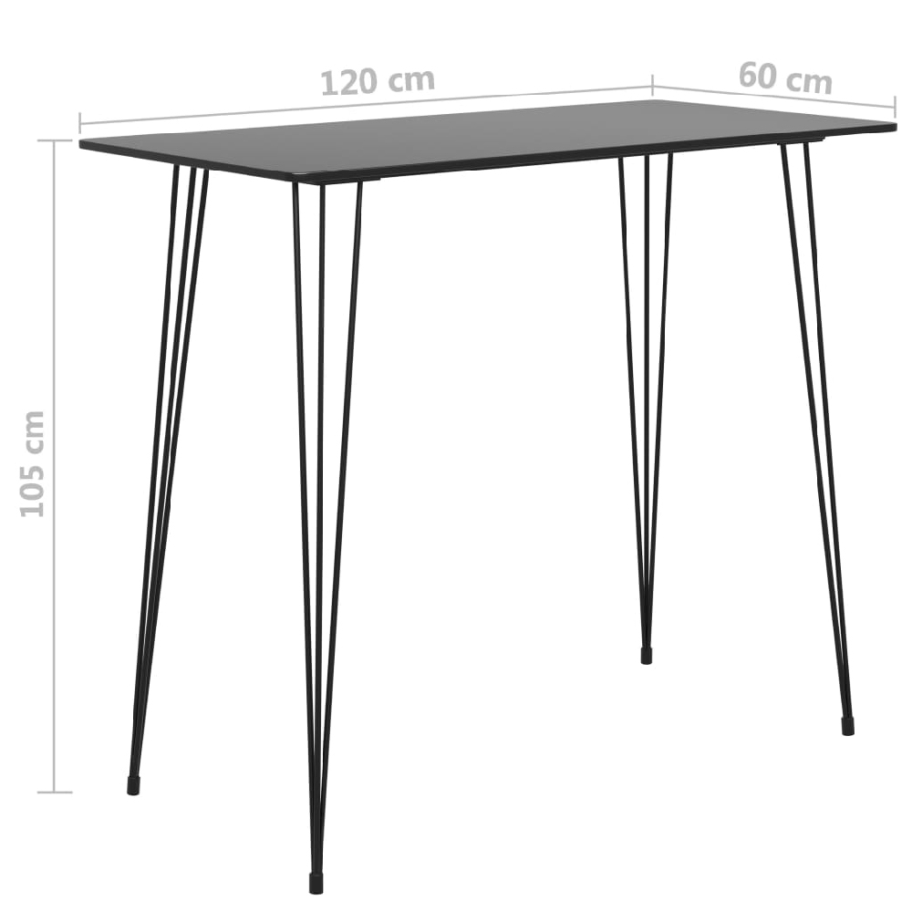 Pullman Black Wooden Bar Table With 4 Metal Stools In Oak