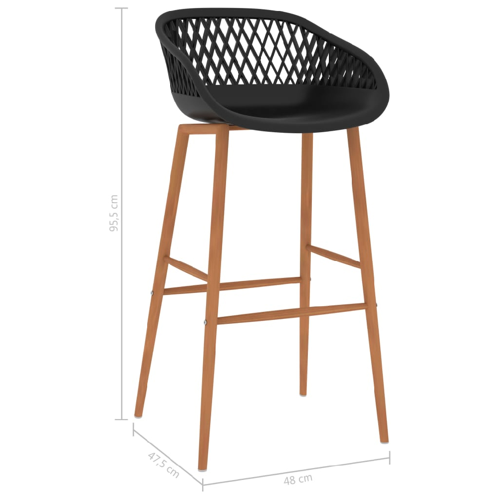 Pullman Black Wooden Bar Table With 4 Metal Stools In Oak