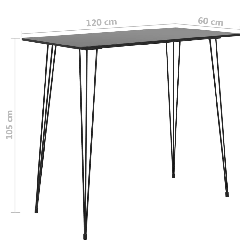 Pullman Black Wooden Bar Table With 4 Metal Stools In White Oak