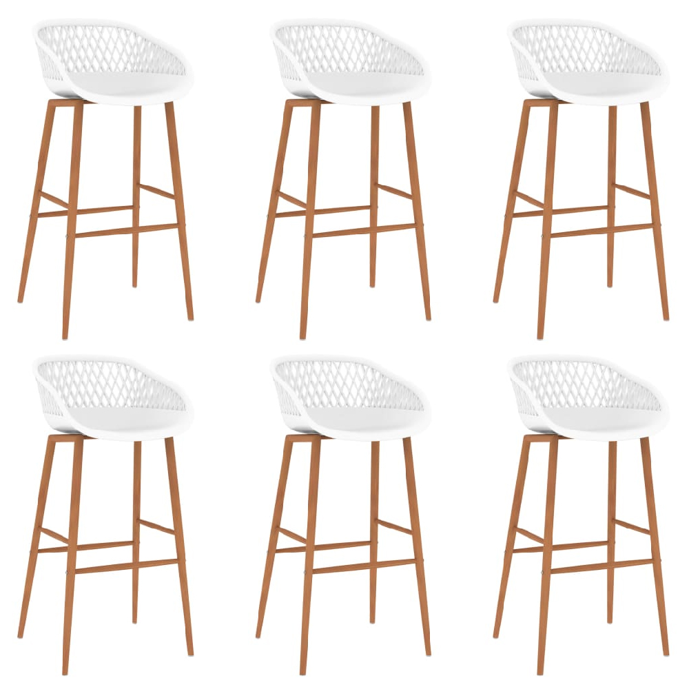 Pullman Black Wooden Bar Table With 6 Metal Stools In White Oak