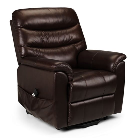 Photo of Pacifica dual motor leather rise and recline chair in brown