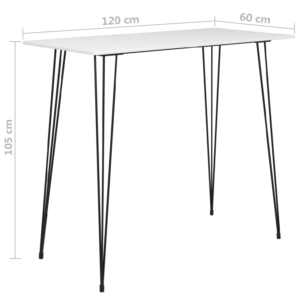 Pullman White Wooden Bar Table With 4 Metal Stools In Black Oak