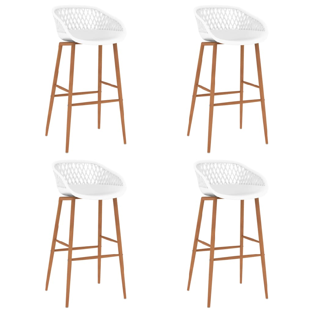 Pullman White Wooden Bar Table With 4 Metal Stools In Oak