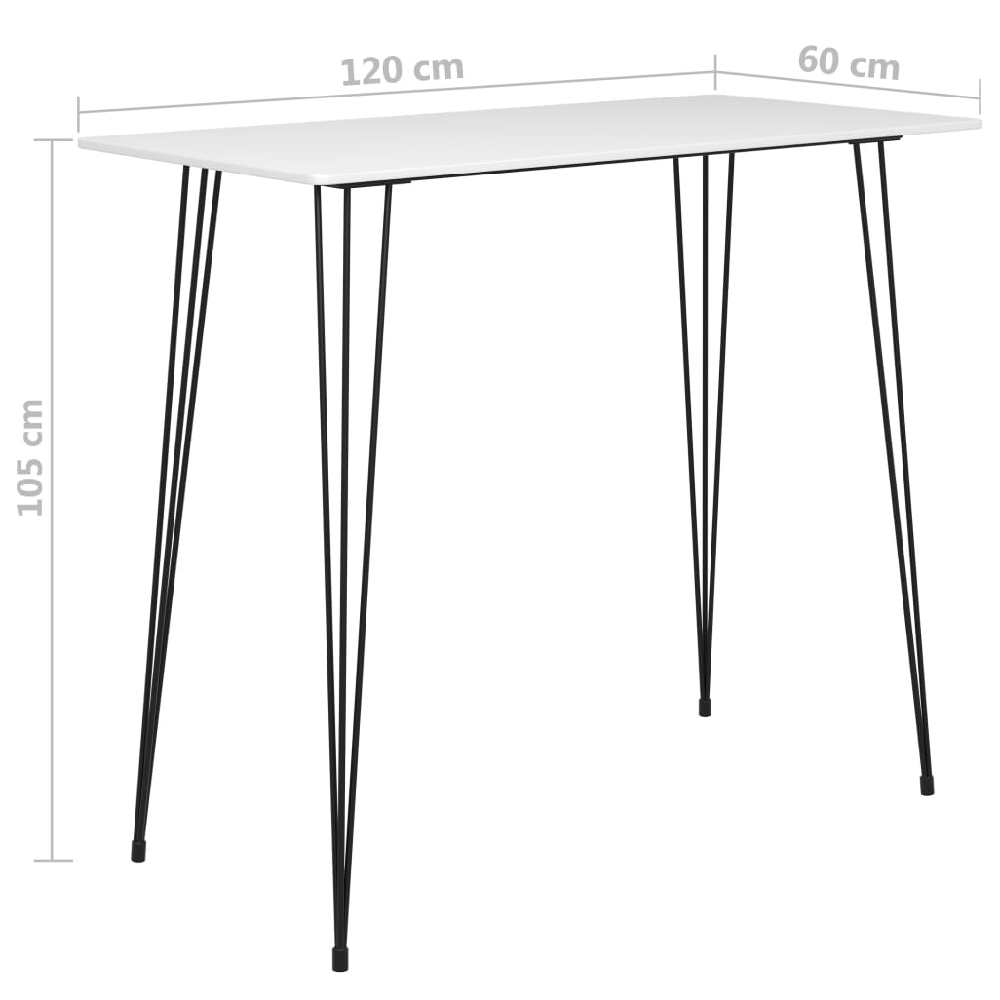 Pullman White Wooden Bar Table With 6 Metal Stools In Oak