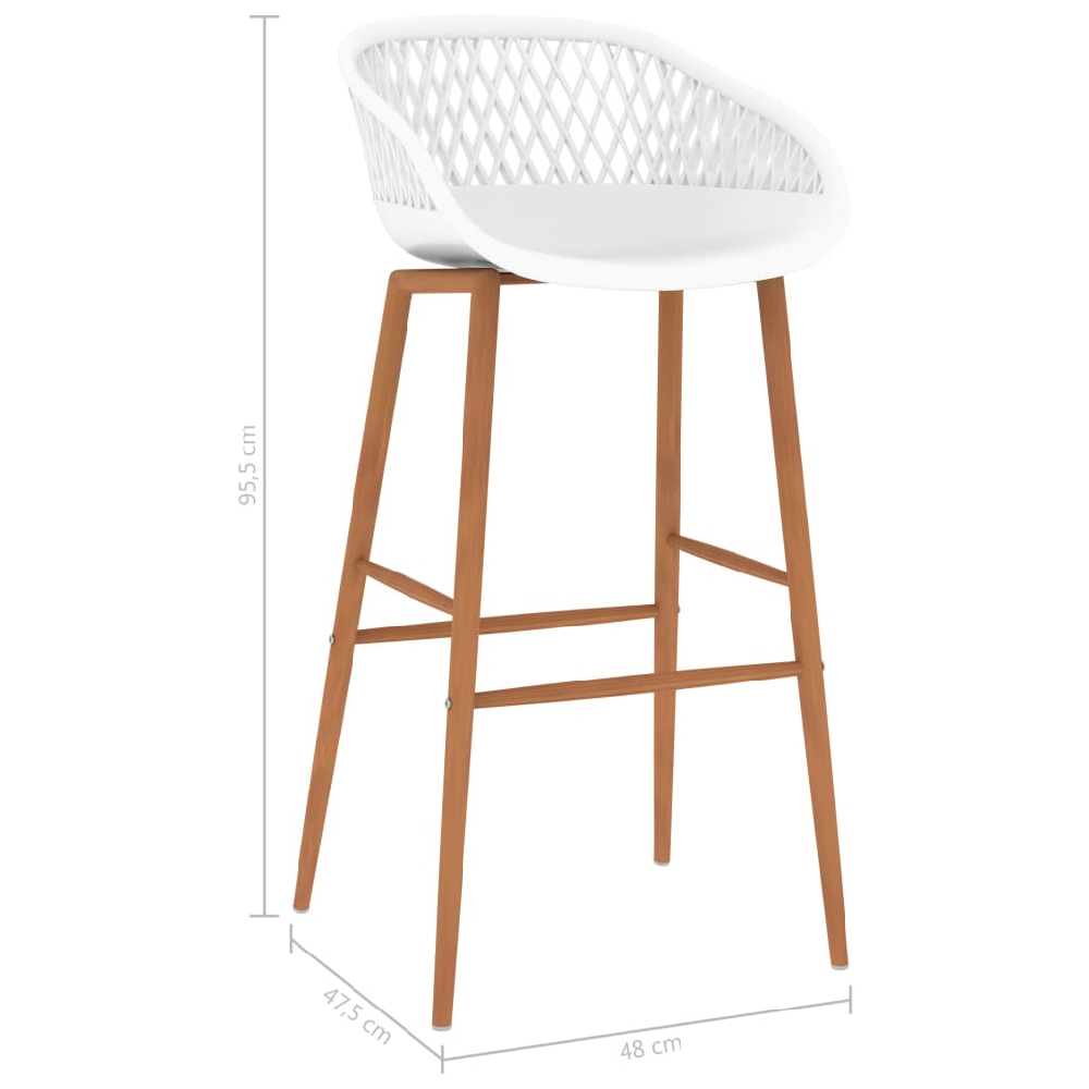 Pullman White Wooden Bar Table With 6 Metal Stools In Oak