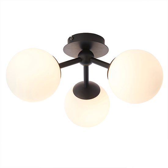 Pulsa 3 Lights Matt White Flush Ceiling Light In Matt Black
