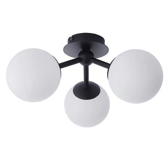 Pulsa 3 Lights Matt White Flush Ceiling Light In Matt Black
