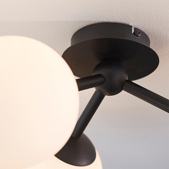 Pulsa 3 Lights Matt White Flush Ceiling Light In Matt Black