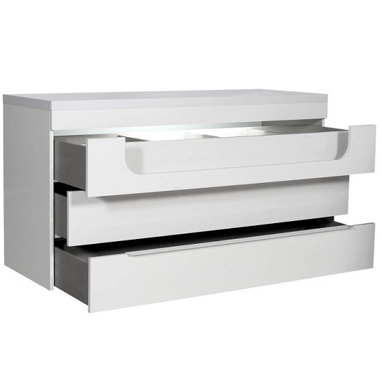 Pulse High Gloss Chest of Drawers In White With LED Lighting_2