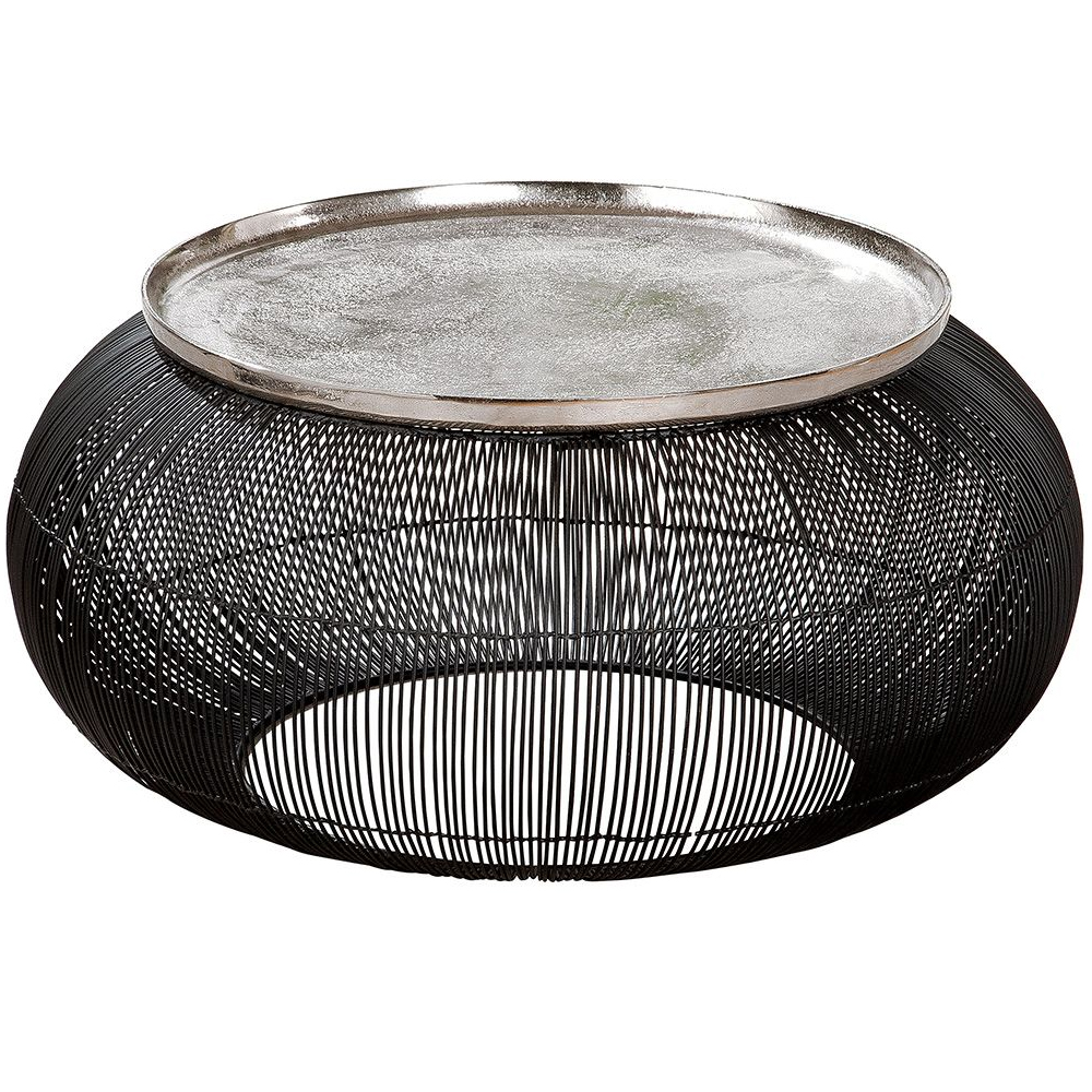 Puntual Aluminium Side Table In Silver And Black