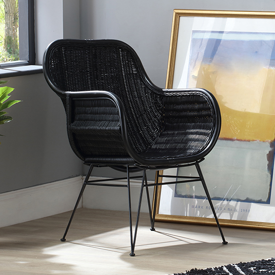 Read more about Puqi occasional rattan armchair in black