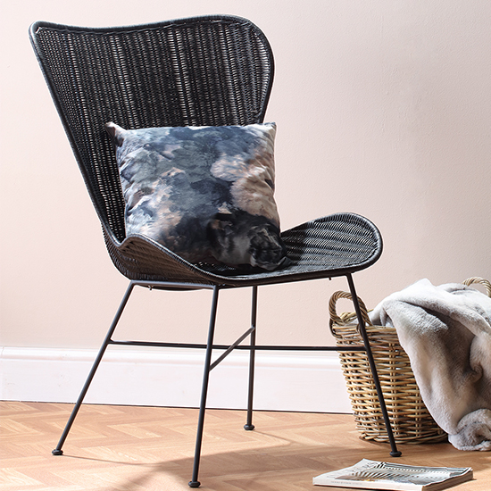 Product photograph of Puqi Rattan Wing Accent Chair In Black from Furniture in Fashion