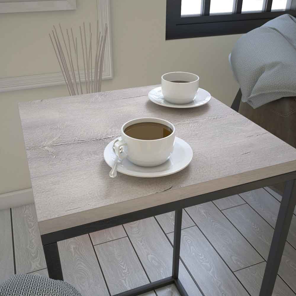 Pure Wooden Side Table with Black Metal Frame in Sea Oak