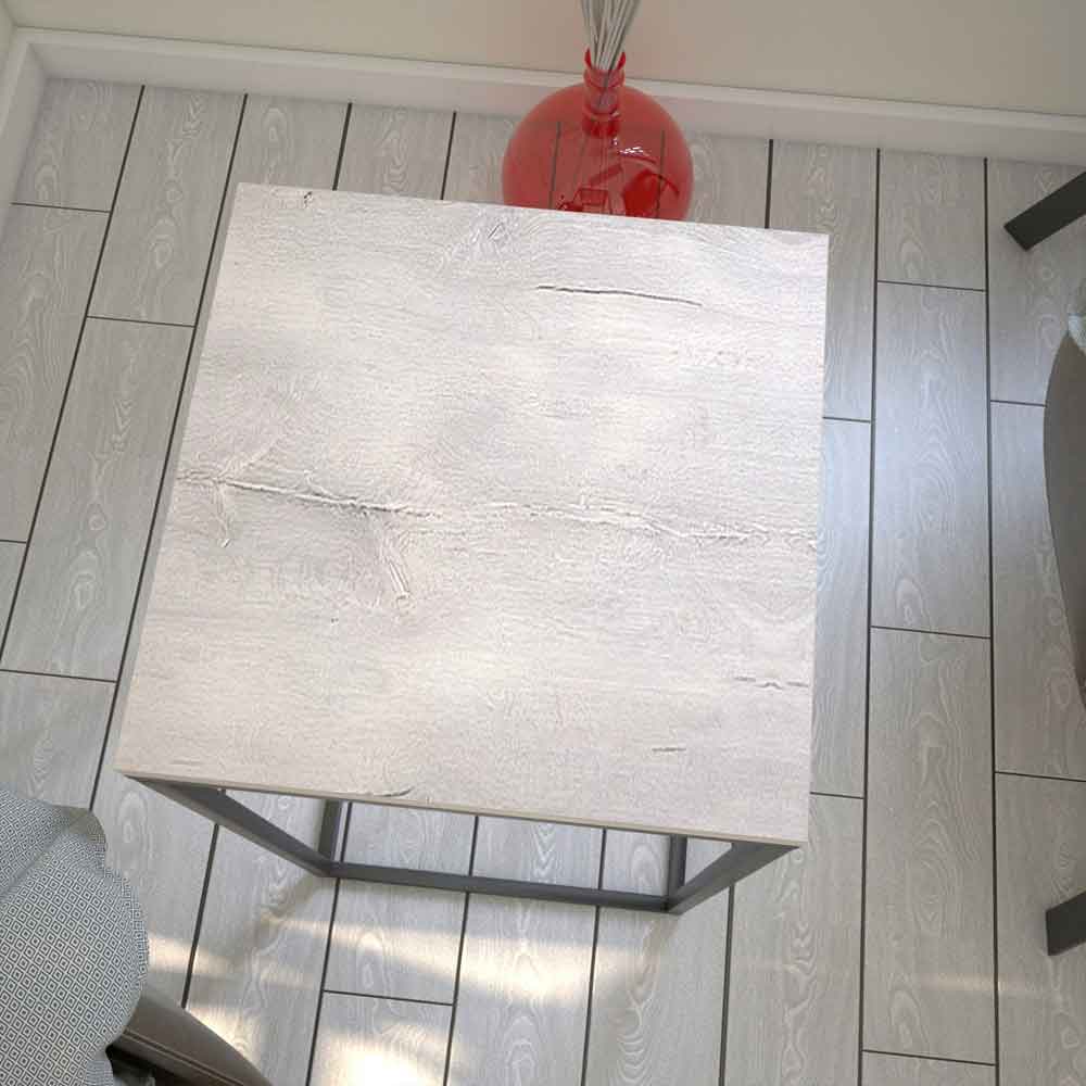 Pure Wooden Side Table with Black Metal Frame in Sea Oak