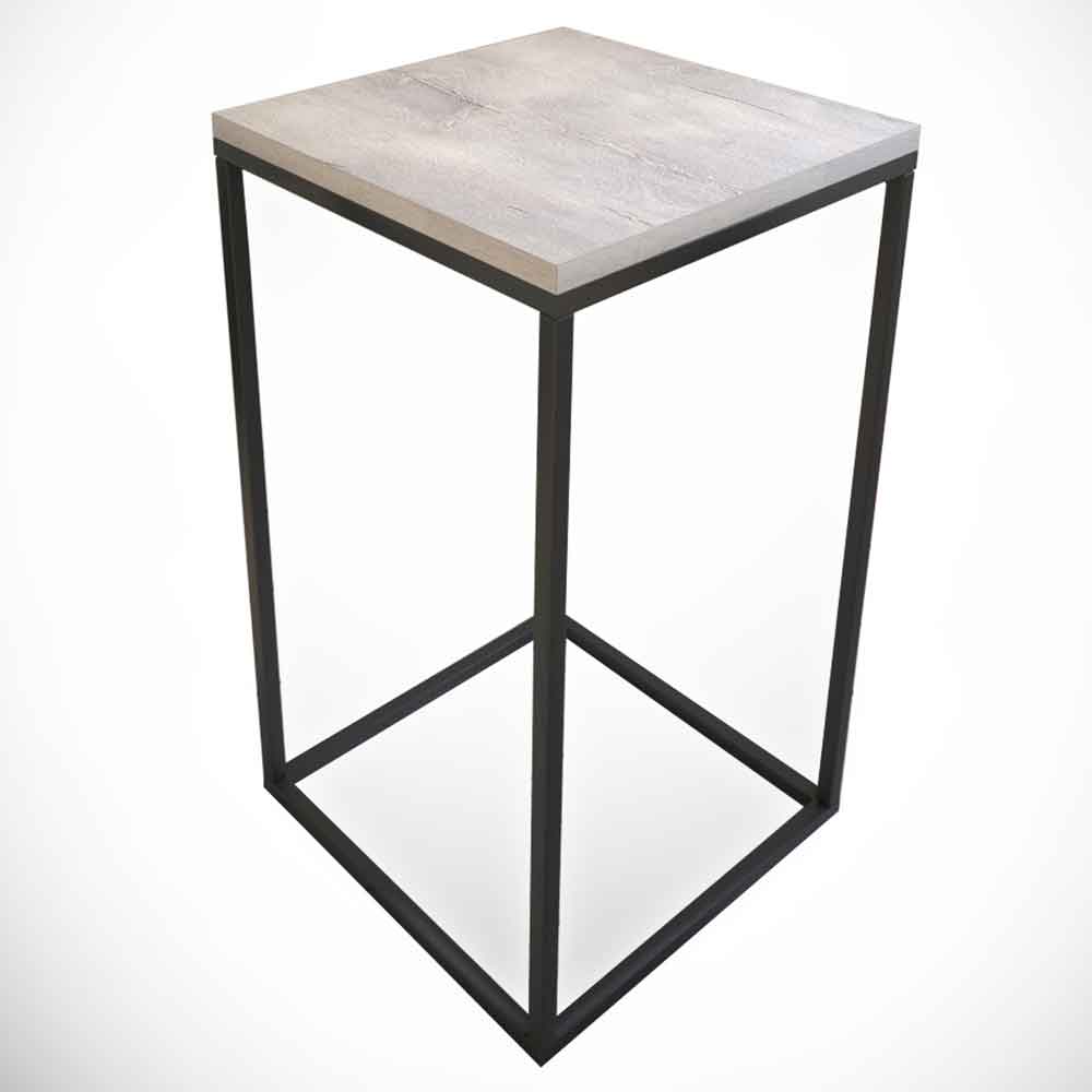 Pure Wooden Side Table with Black Metal Frame in Sea Oak