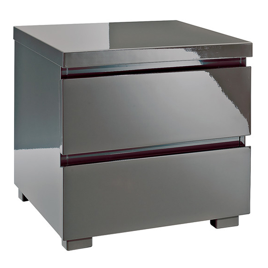 Purer High Gloss Bedside Cabinet With 2 Drawers In Charcoal
