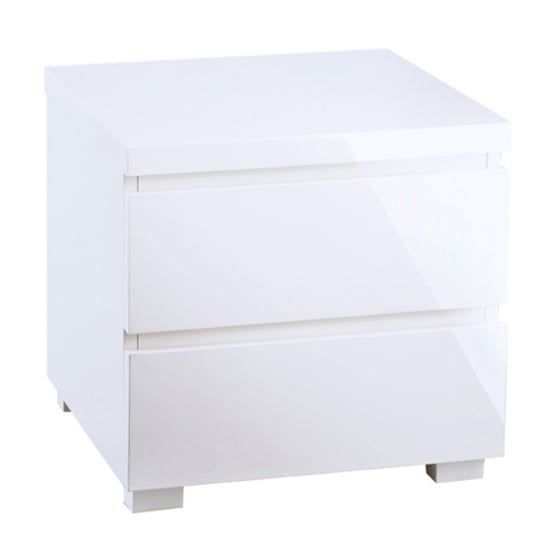 Purer High Gloss Bedside Cabinet With 2 Drawers In White