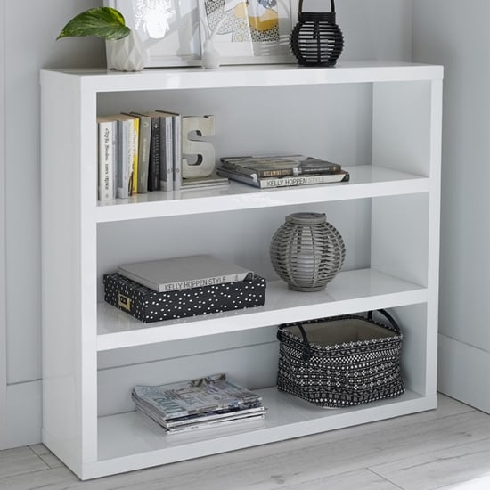 Purer High Gloss Bookcase With 4 Shelves In White_1