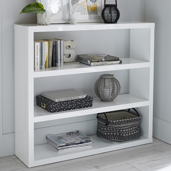 Photo of Purer high gloss bookcase with 4 shelves in white