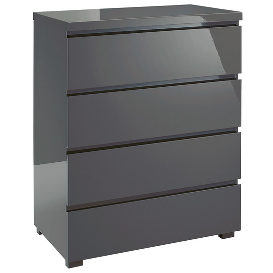 Product photograph of Purer High Gloss Chest Of 4 Drawers In Charcoal from Furniture in Fashion