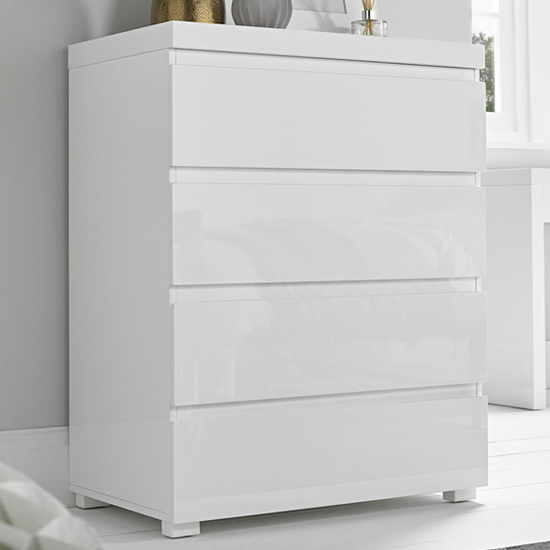 Product photograph of Purer High Gloss Chest Of 4 Drawers In White from Furniture in Fashion