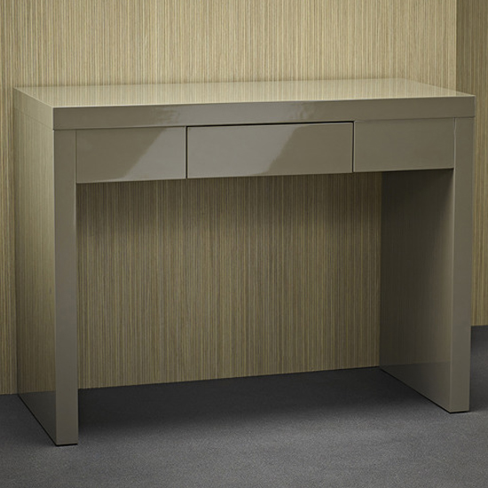 Product photograph of Purer High Gloss Dressing Table With 1 Drawer In Stone from Furniture in Fashion