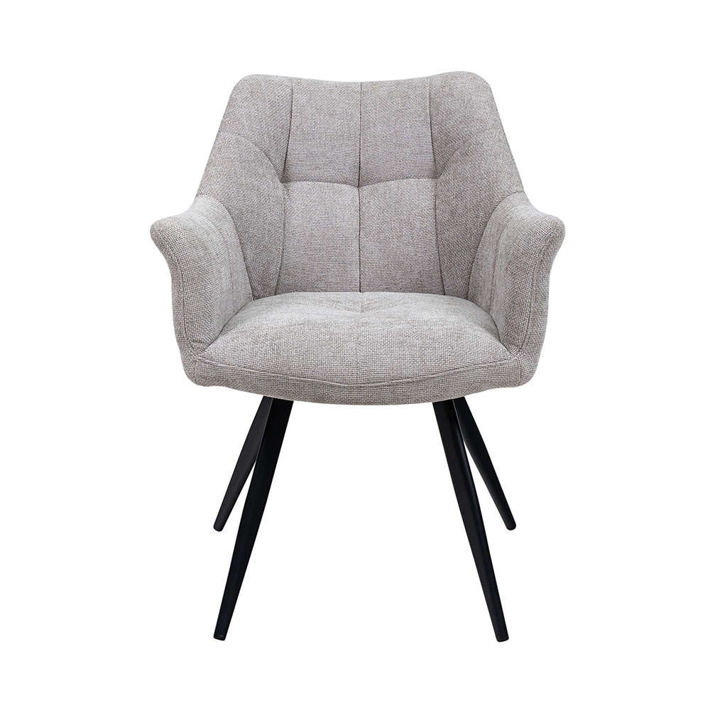 Pureva Light Grey Fabric Dining Chairs with Black Legs in Pair