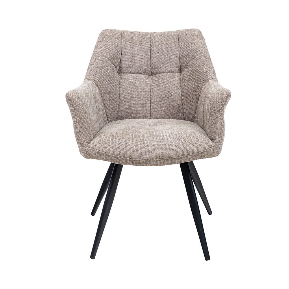 Pureva Taupe Fabric Dining Chairs with Black Legs in Pair